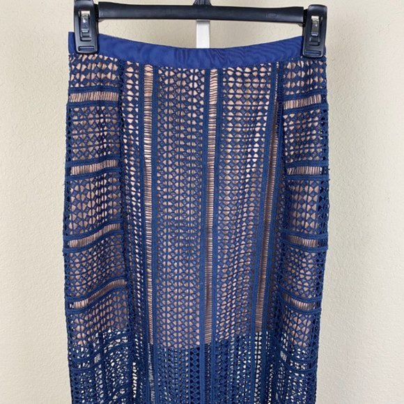 NWT TopShop Geometric Lace Split Midi Skirt - Picture 5 of 6